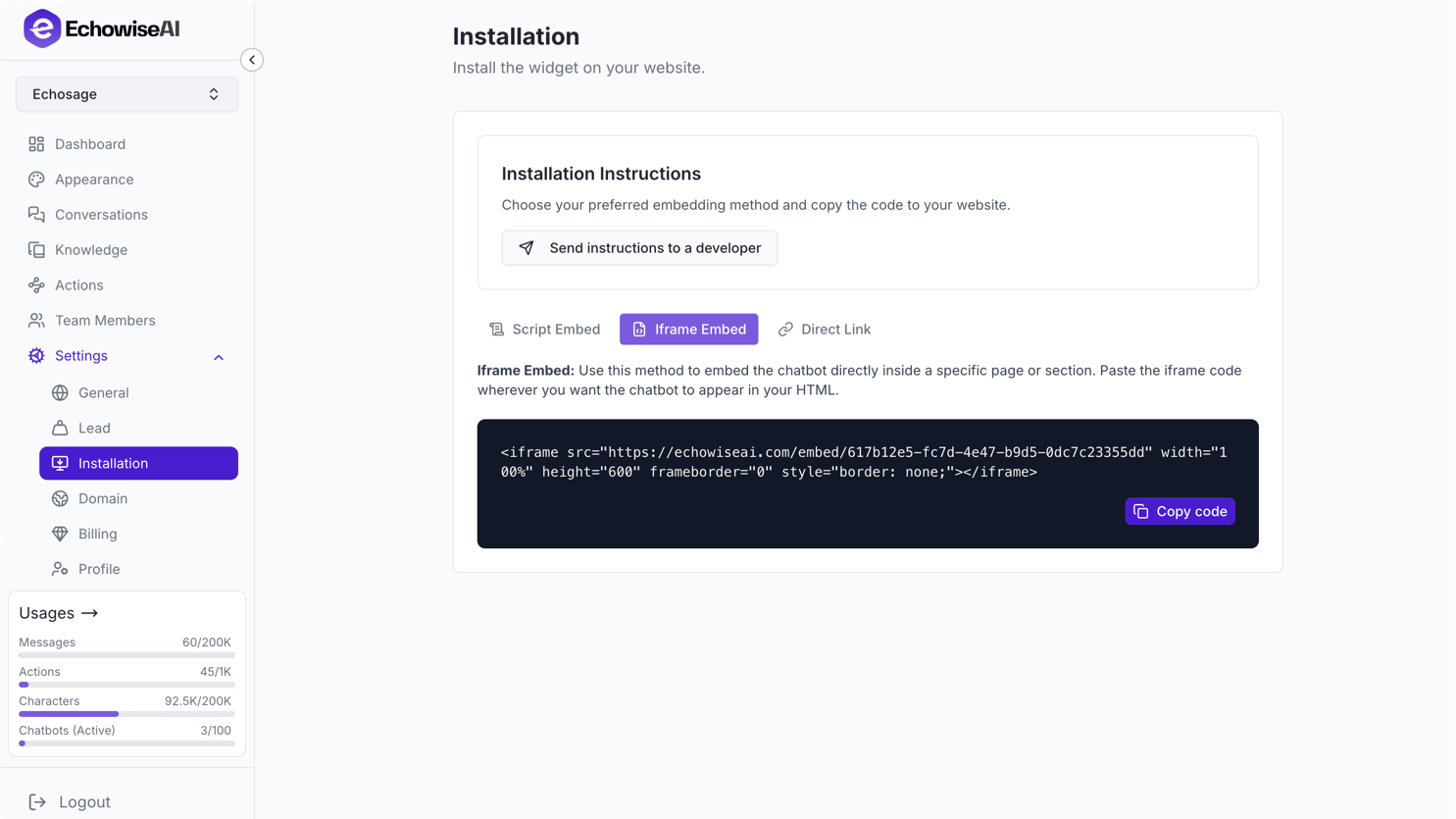 Iframe embedding steps